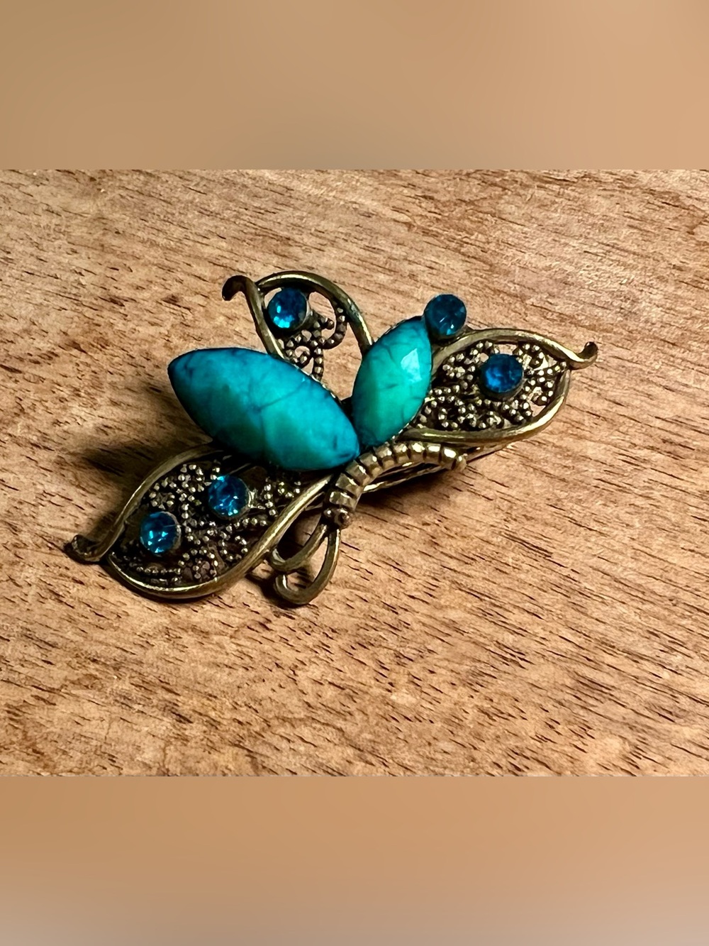 Vintage-Inspired Turquoise Blue Butterfly Brooch - Women Jewelry